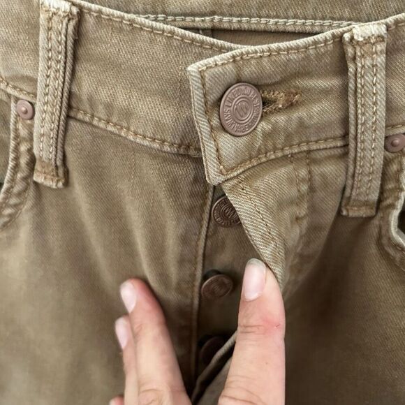 Mother The Tomcat Tan Button Fly Women's Jeans Size 25 Classic Neutral Cropped - Picture 4 of 16